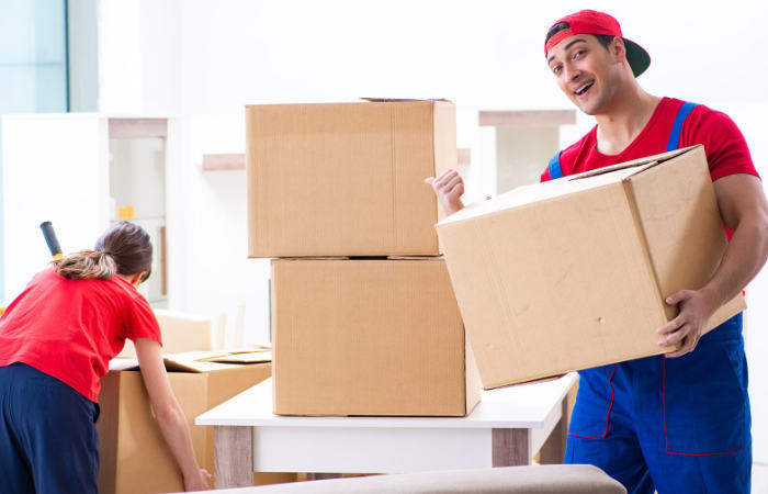 Movers carrying boxes